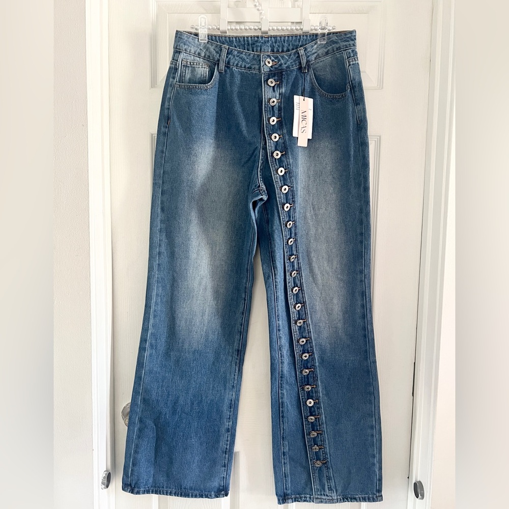 Micas Denim Button High Waist Straight Leg Jeans - Picture 16 of 16